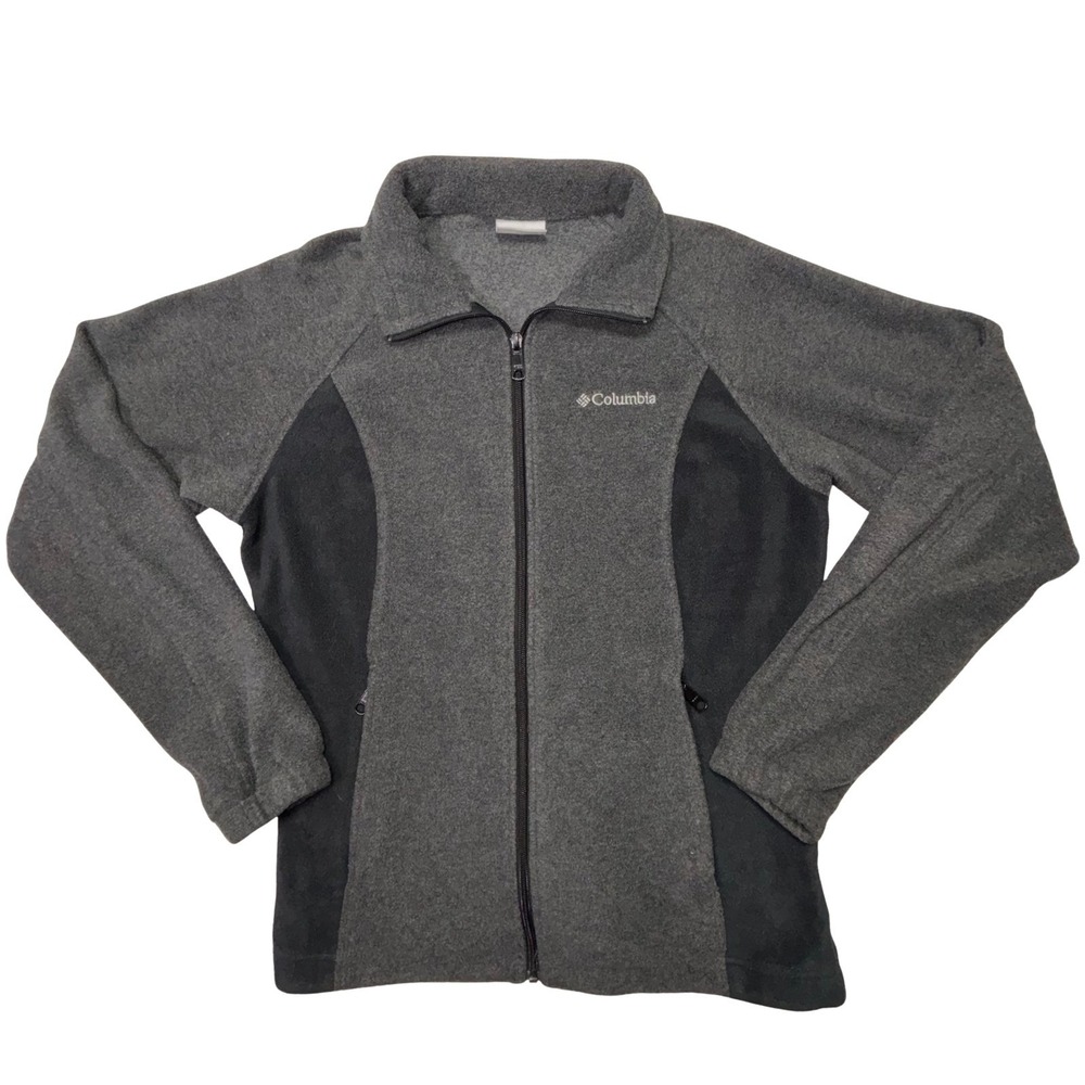 Columbia Gray‎ Full Zip Fleece Jacket Women's Medium Softshell Panels